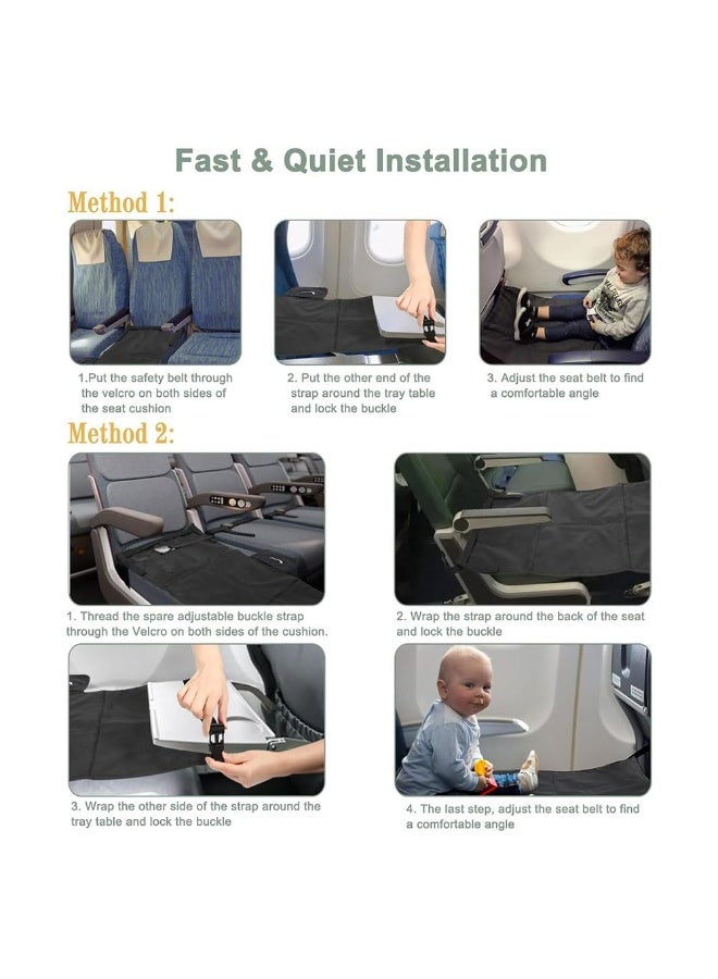 JZS Airplane Bed for Toddler, Portable Airplane Seat Child Extender Bed Travel Aircraft for Leg Rest Kids Lying Down Baby Travel Essentials Flight Sleep(Grey) - Image 3