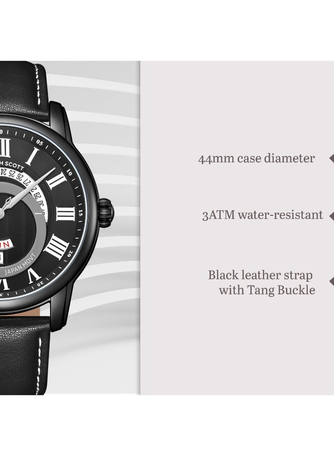 KENNETH SCOTT Men's Leather  Analog Watch K24020-BLBB - 44 mm  - Image 5
