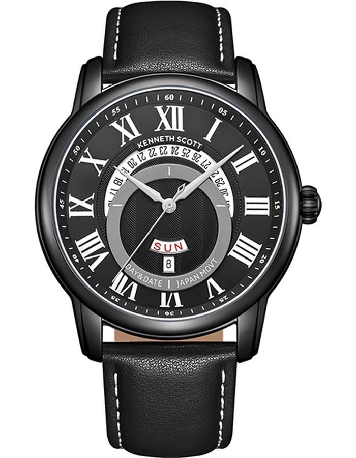 KENNETH SCOTT Men's Leather  Analog Watch K24020-BLBB - 44 mm  - Image 1