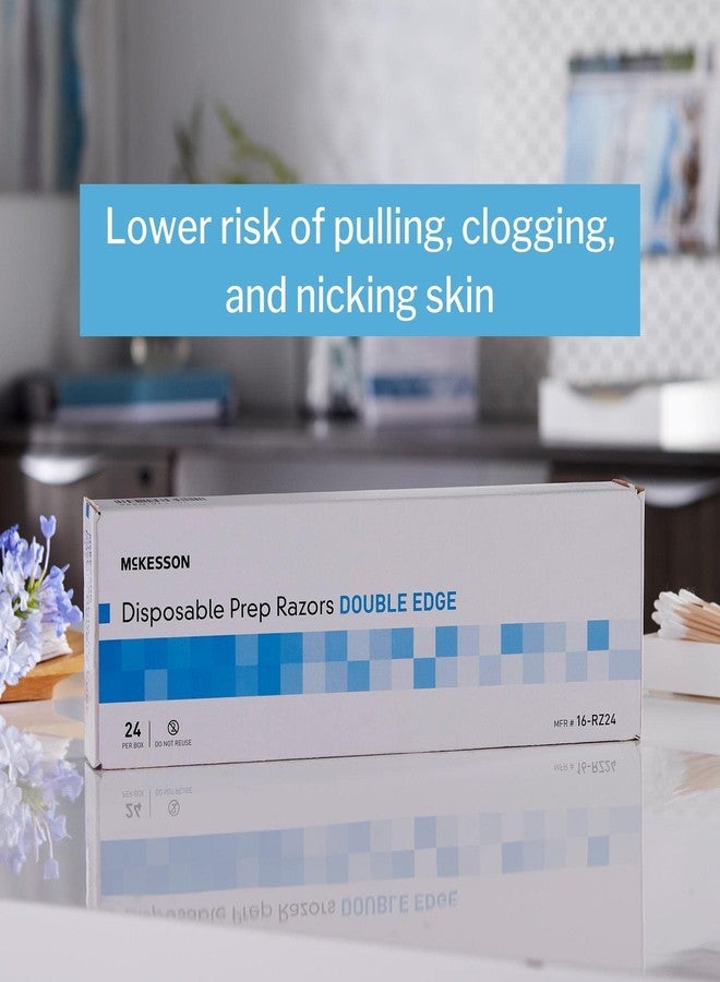 McKesson Disposable Razors [144 Count] Prep Shaving Razor, Single Blade Double Edge, Stainless Steel Blade, For Men and Women, Bulk, Blue, 24 Count, Pack of 6 - Image 2