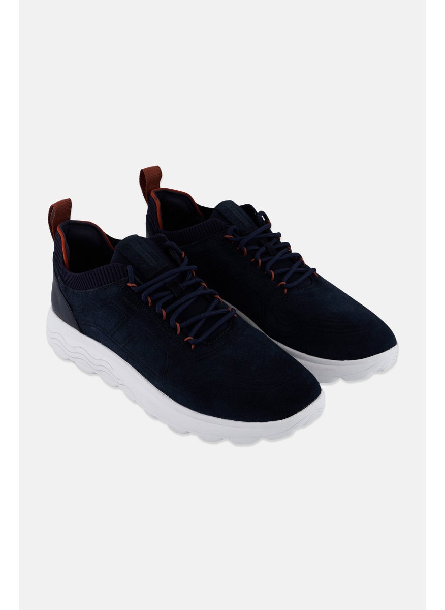 GEOX Men Lace Up Casual Sneaker, Navy  - Image 1