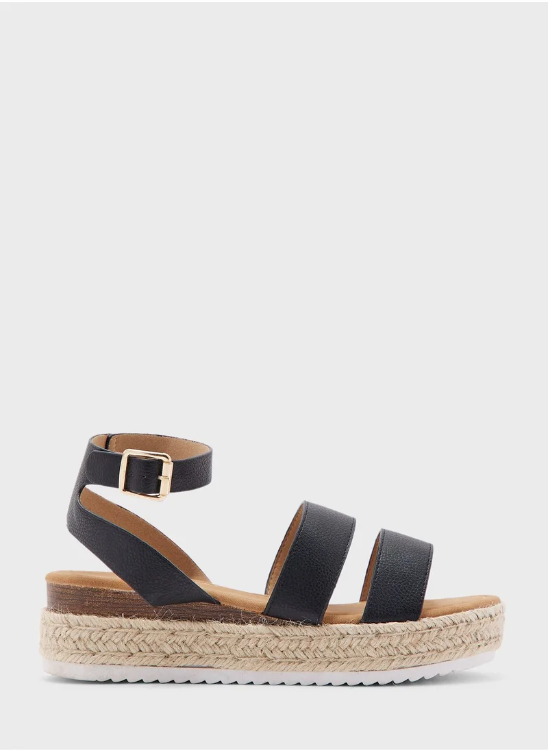 Truffle Flatform Double Strap Wedge Sandal