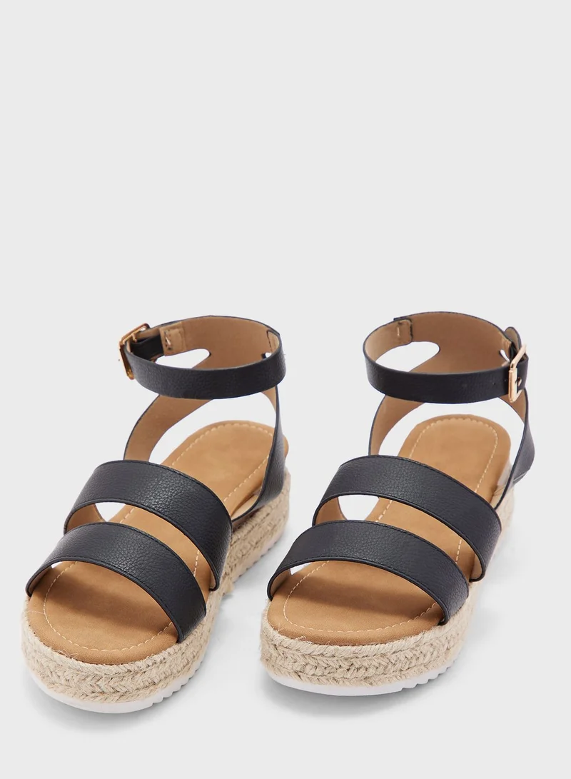 Truffle Flatform Double Strap Wedge Sandal
