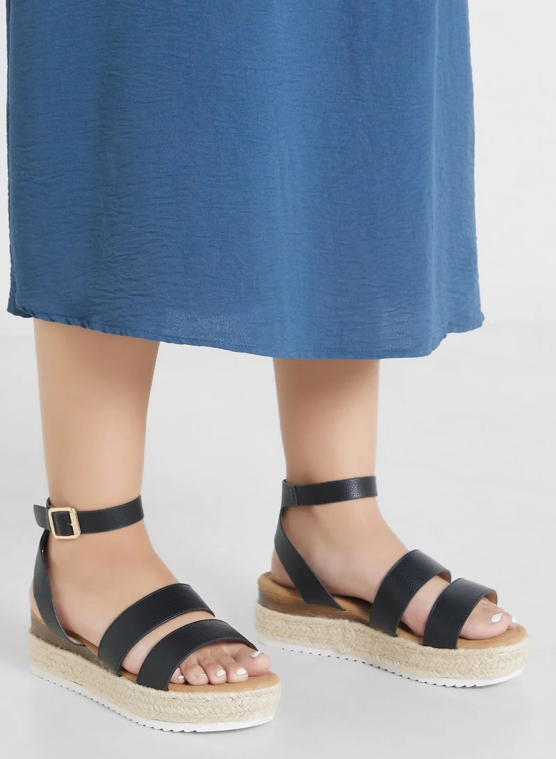 Truffle Flatform Double Strap Wedge Sandal