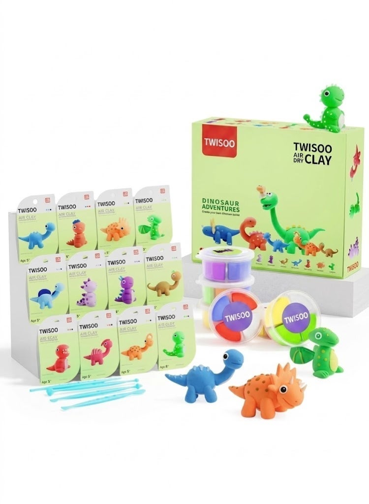 Twisoo Air Dry Clay Kits - Modeling Clay for Kids Ultra Light & Soft, Safe & Non-Toxic, DIY Air Dry Clays Kit with Sculpting Tools and Tutorials, Creatible Art Crafts Toys Gifts for Boys Girls - Image 1