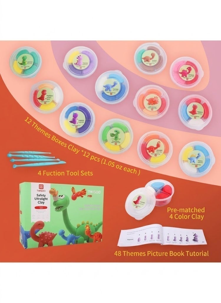 Twisoo Air Dry Clay Kits - Modeling Clay for Kids Ultra Light & Soft, Safe & Non-Toxic, DIY Air Dry Clays Kit with Sculpting Tools and Tutorials, Creatible Art Crafts Toys Gifts for Boys Girls - Image 2