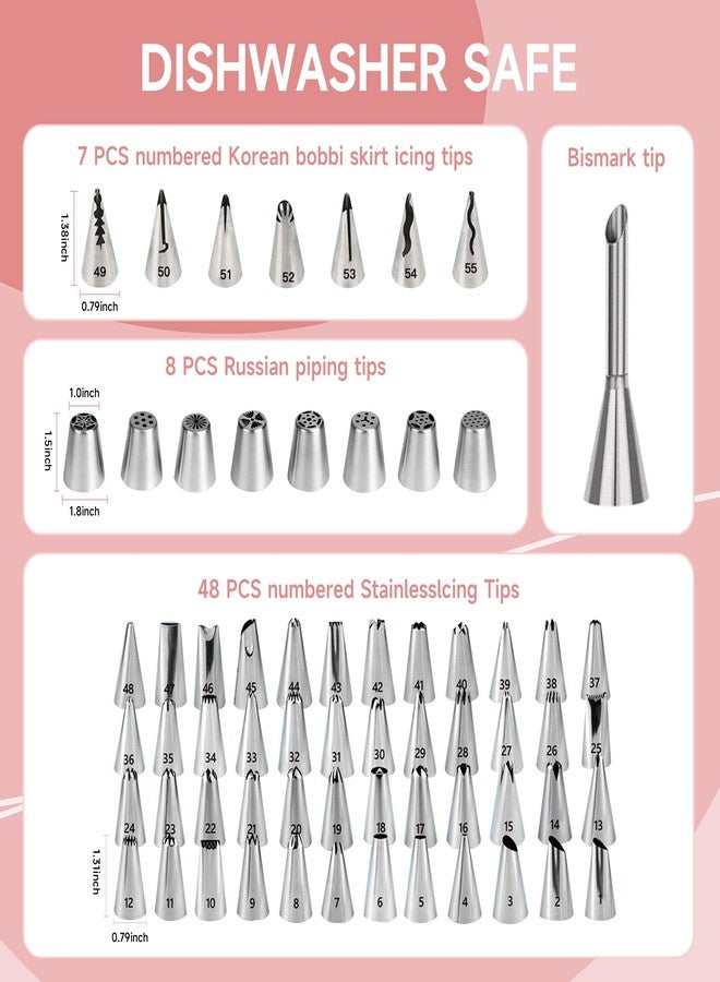 Boyun Cake Decorating Kit, 138pcs Cake Decorating Supply with Aluminium Cake Turntable, 64 Numbered Icing Piping Tips, 2 Spatulas, 3 Icing Comb Scraper and Leveller, 32 Piping Bags,cake decorating tool - Image 4