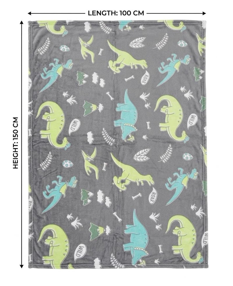 Butterthief Glow in The Dark Radium Blanket for Kids Super Soft & Warm Glowing Blanket for Toddler (100x150 cm, 0-8 Year) (Big Star Grey) - Image 2