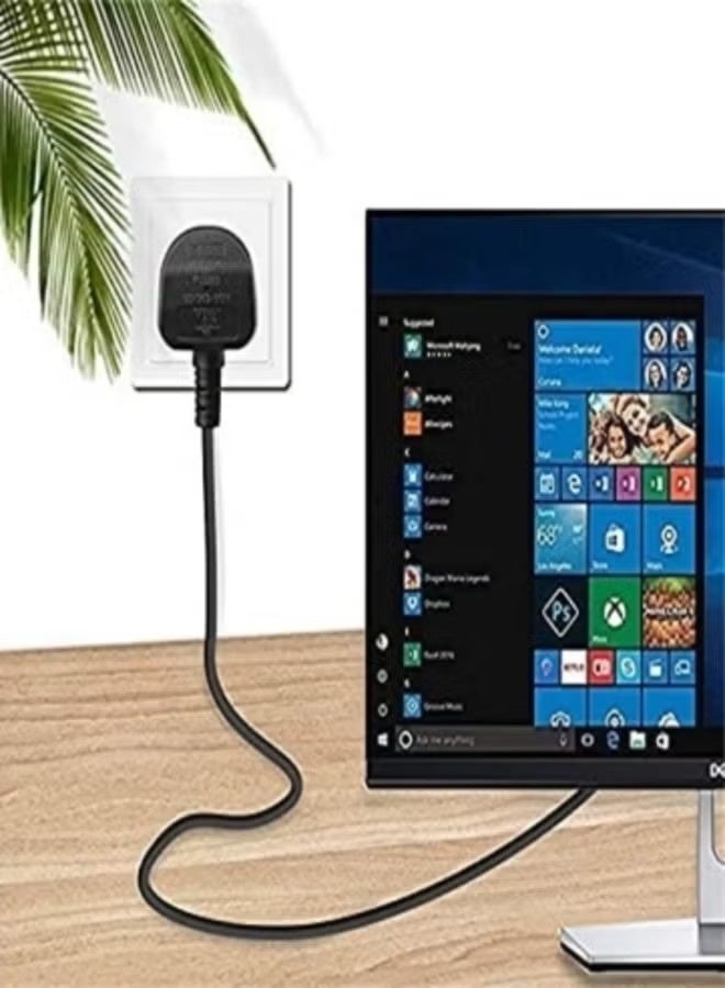 3-Pin Power Cable PC 1.5M (5ft) –UK power cord with fuse Heavy Duty 3-Prong AC Cable with Pure Copper Wire and Built-in Fuse – For PC, Monitor, TV, Printer, Copier, Shredder – Black - Image 3