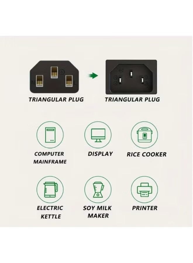 3-Pin Power Cable PC 1.5M (5ft) –UK power cord with fuse Heavy Duty 3-Prong AC Cable with Pure Copper Wire and Built-in Fuse – For PC, Monitor, TV, Printer, Copier, Shredder – Black - Image 4