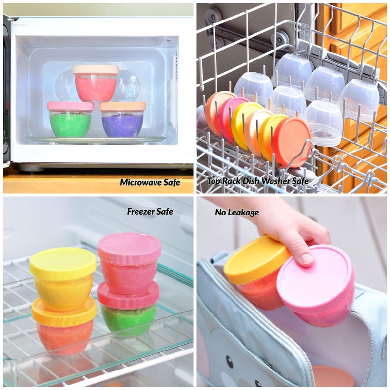 Youngever 18 Sets Baby Food Storage, 6 Ounce Baby Food Containers with Lids, 9 Bright Pink Colors, with Lids Labels - Image 3