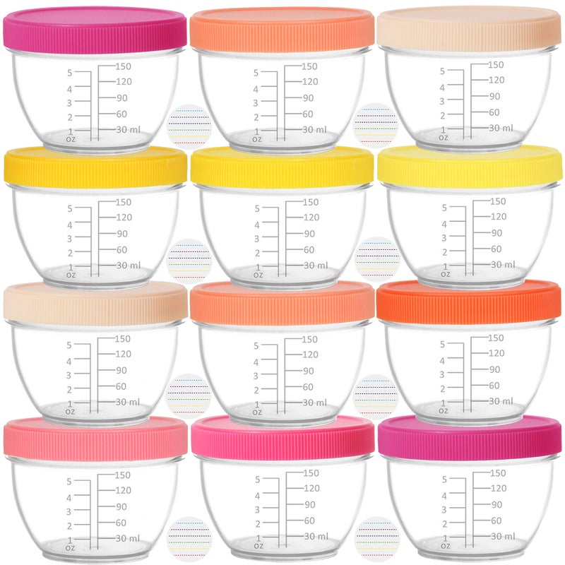 Youngever 18 Sets Baby Food Storage, 6 Ounce Baby Food Containers with Lids, 9 Bright Pink Colors, with Lids Labels - Image 1