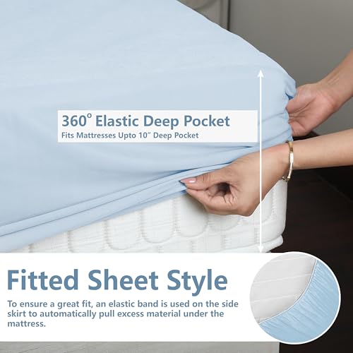 Daksh 100% Waterproof Mattress Protector Single Size, Ultra Soft Cotton Feel Terry Mattress Cover, Breathable & Hypoallergenic Fitted Bed Protector Cover - 78"x36", 6.5x3 Feet, Single Size, Sky Blue - Image 4