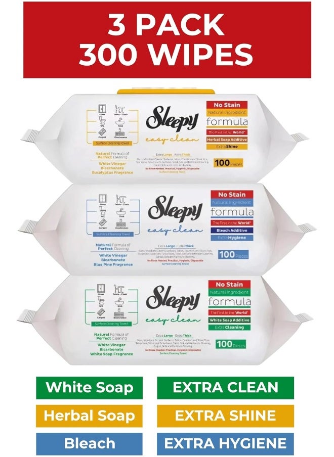 Sleepy Easy Clean Value Pack - White Soap, Herbal Soap, Bleach, 300 Wipes For Every Surface  - Image 2