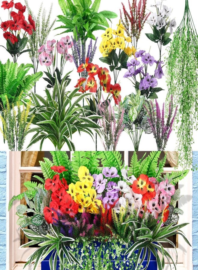 Daifunli 24 Pcs Artificial Plants for Outdoor, Fake Flowers Greenery UV Resistant Faux Plant Stems Shrubs Hanging Porch Patio Garden Window Box Home Wedding Summer Spring Decor(Mix Color) - Image 3