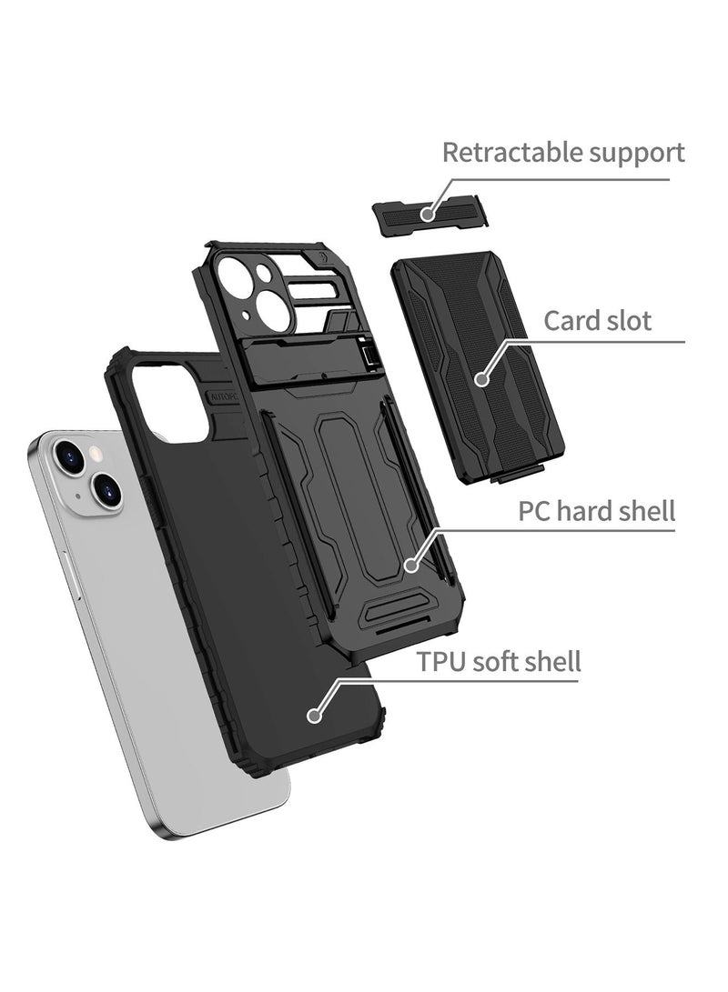 iPhone 14 Plus Case Cover with wallet Slider Credit Card holder Slot [3-4 cards] Kickstand and Cmaera Len Protector Anti-scratch Anti-fingerprint Full Body Back Cover Phone Accessories  - Image 3