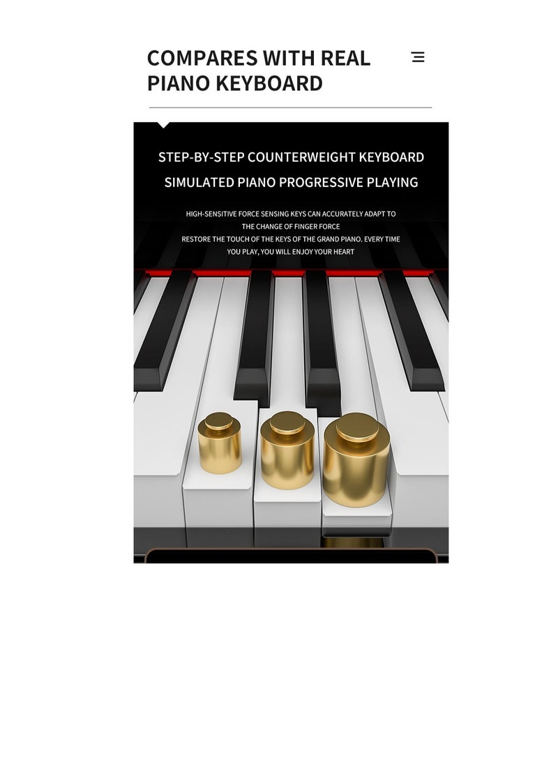 Megarya Megarya Piano Keyboard 88 Key Weighted Digital Piano 88 keys Electric Piano Professional (Glossy White)  - Image 4