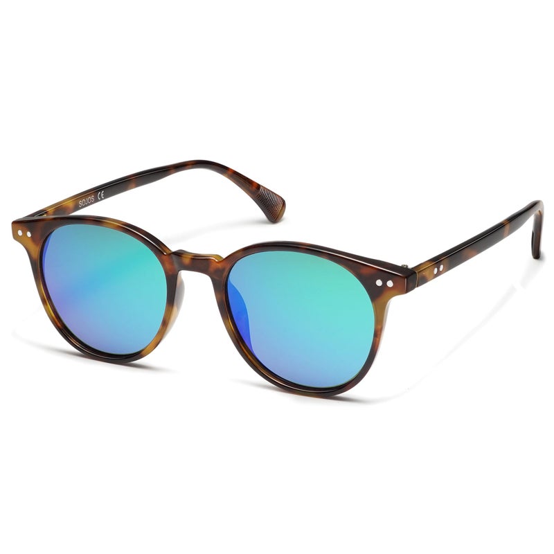SOJOS Small Round Classic Polarized Sunglasses for Women Men Vintage Style UV400 Lens SJ2113, Brown/Blue - Image 1