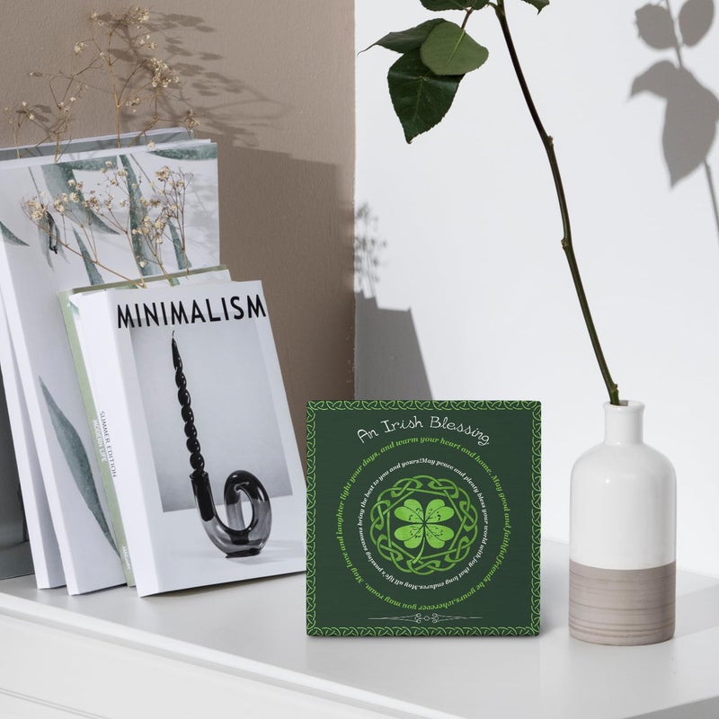 Nvotell Irish Blessing Sign  St Patrick's Day Decorations Wooden Box Sign  Four Leaf Clover Decorations  Irish Blessing Decor Wood Block Signs for Home Office Desk Table Shelf Decor  5x5 Inch - Image 4