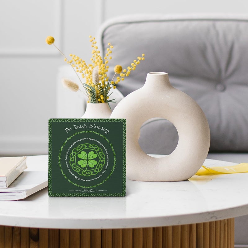 Nvotell Irish Blessing Sign  St Patrick's Day Decorations Wooden Box Sign  Four Leaf Clover Decorations  Irish Blessing Decor Wood Block Signs for Home Office Desk Table Shelf Decor  5x5 Inch - Image 5