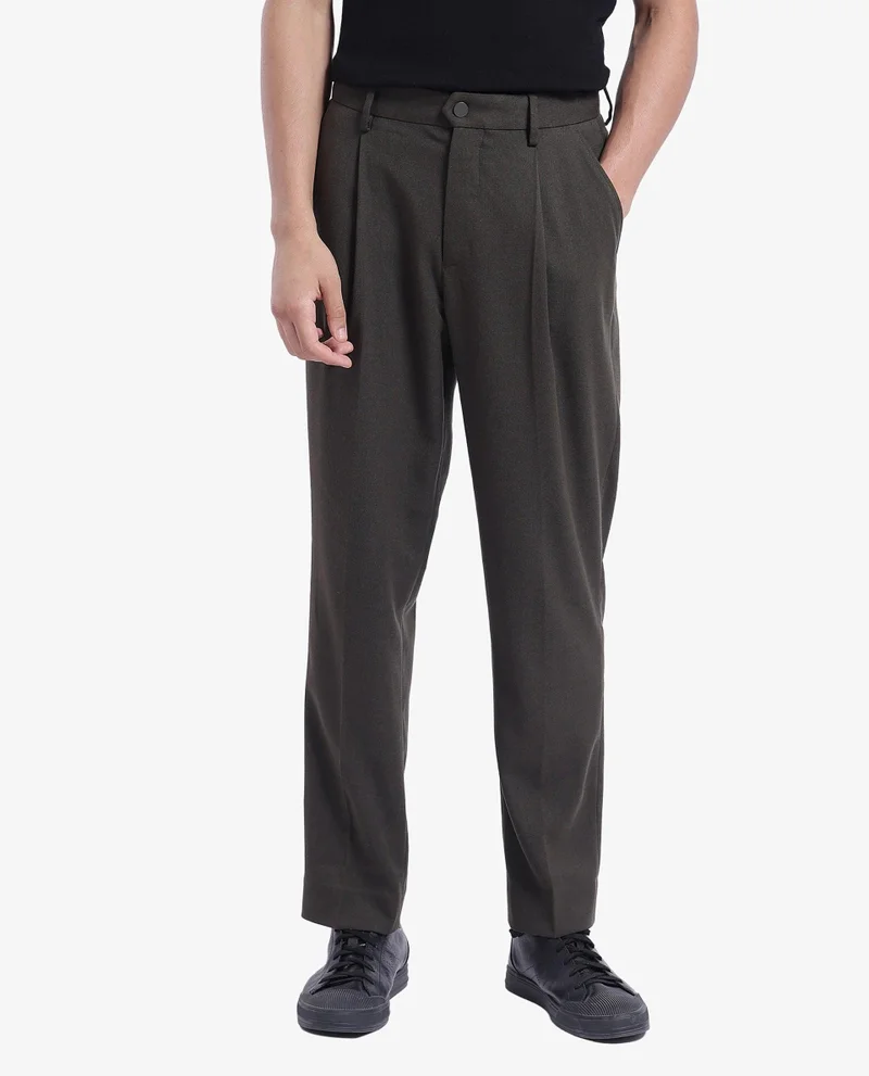 Rare Rabbit Men's Pleated Relaxed Fit Trouser