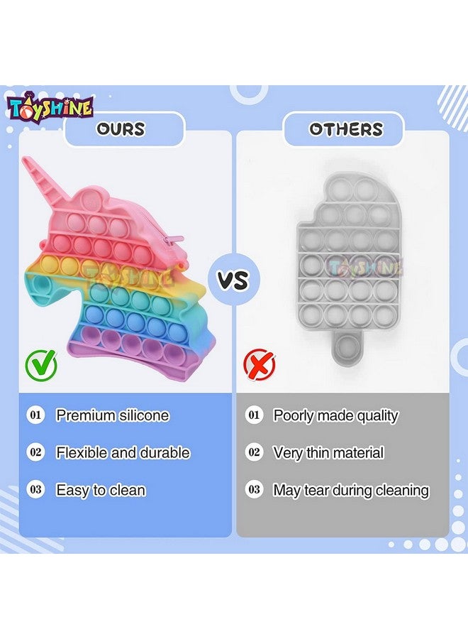 Toyshine Toyshine Unicorn Pop Fidget Toys It Crossbody Purse Bags for Women Girls, Push Bubble Fidget Sensory Toys Handbag Shoulder Silicone Stress Release Toys Small Purse- Multi Color Included  - Image 3