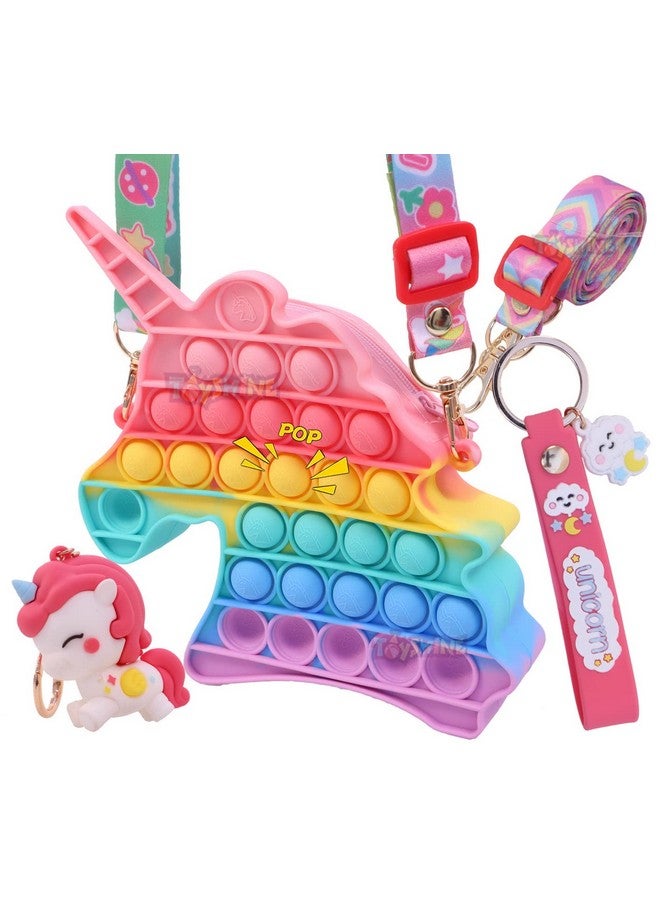 Toyshine Toyshine Unicorn Pop Fidget Toys It Crossbody Purse Bags for Women Girls, Push Bubble Fidget Sensory Toys Handbag Shoulder Silicone Stress Release Toys Small Purse- Multi Color Included  - Image 1