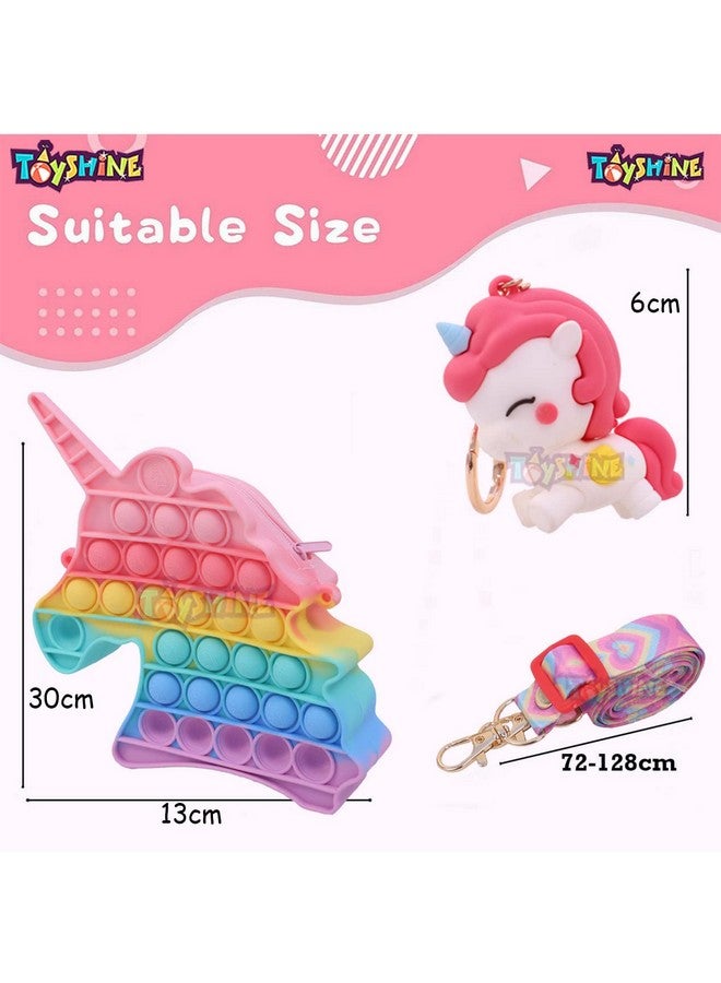 Toyshine Toyshine Unicorn Pop Fidget Toys It Crossbody Purse Bags for Women Girls, Push Bubble Fidget Sensory Toys Handbag Shoulder Silicone Stress Release Toys Small Purse- Multi Color Included  - Image 5