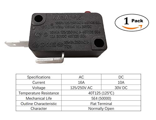 HiQltyla Microwave Oven Door Switch Replacement Part, 16A 125VAC, KW3AT-16 (Downward Compatible with KW3A-16), Normally Open - 1Pc - Image 3