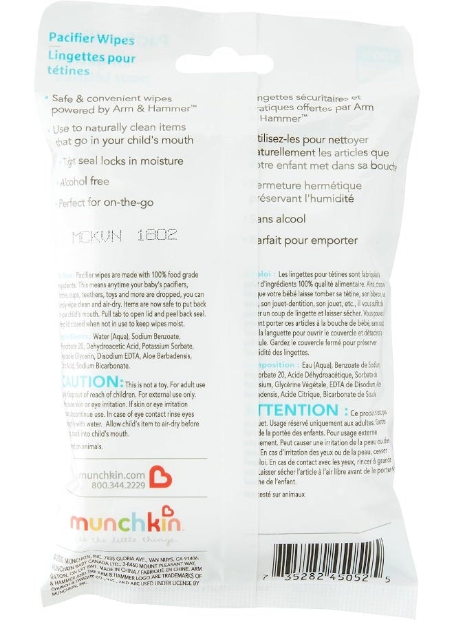 Munchkin® Arm & Hammer Pacifier Wipes - Safely Cleans Baby and Toddler Essentials, 1 Pack, 36 Wipes - Image 3