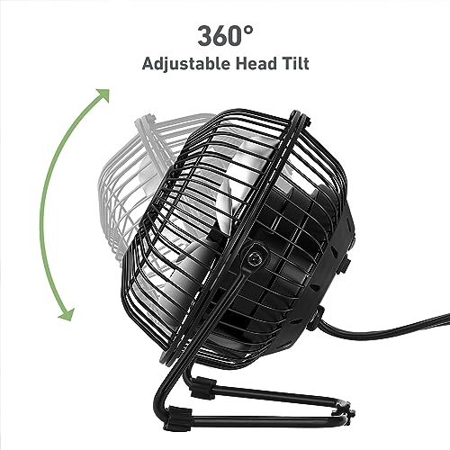 HOLMES 4" Mini High-Velocity Personal Desk Fan, 4 Blades, Adjustable 360° Head Tilt, Durable Metal Construction, Single Speed, Ideal for Home, Dorm Rooms, Bedrooms, or Offices, Black - Image 4