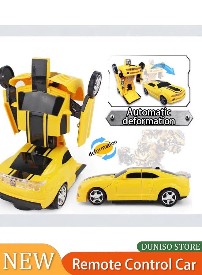 Remote Control Car，Transform Robot RC Cars with Cool LED Headlights, Toys Car with 360 Degree Rotation and One-Button Deformation, Present Birthday Gift for Boys/Girls  - Image 1
