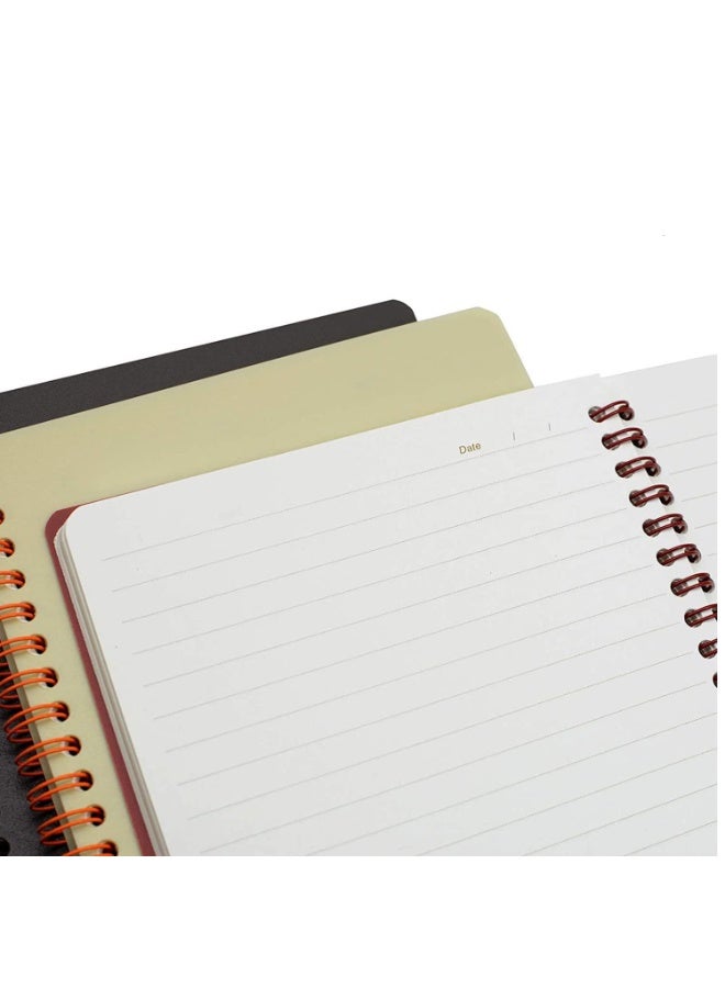 دفتر سلك - 4 أجهزة، 4 مواضيع، ورق مسطر للجامعة، غلاف بلاستيكي سميك مقاس A5 8.3x5.9 بوصة 80 ورقة للدراسة والملاحظات (أحمر، بني، أخضر، بيج) - Image 4