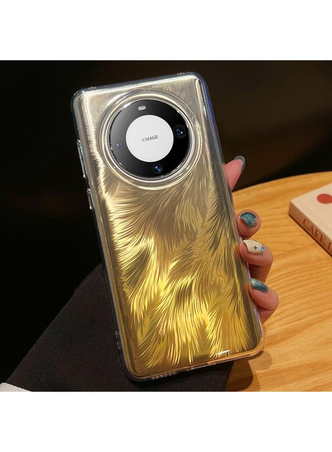 Green Tiger For Huawei Mate 60 Foxtail Bronzing Laser Gradient Phone Case(Yellow)