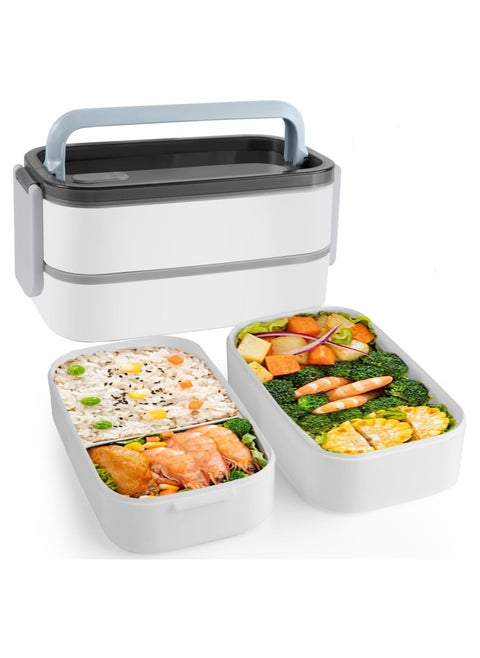 2- Layer Leakproof Bento Box, Large Lunch Box with Compartments und Cutlery Set, Food Picks for Lunch Box Containers for Adults, Microwave Food SafeBento Boxes