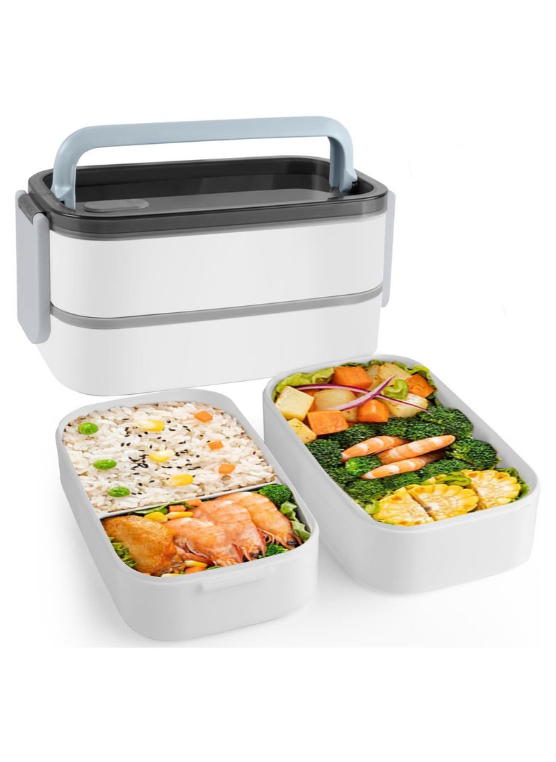 2- Layer Leakproof Bento Box, Large Lunch Box with Compartments und Cutlery Set, Food Picks for Lunch Box Containers for Adults, Microwave Food SafeBento Boxes