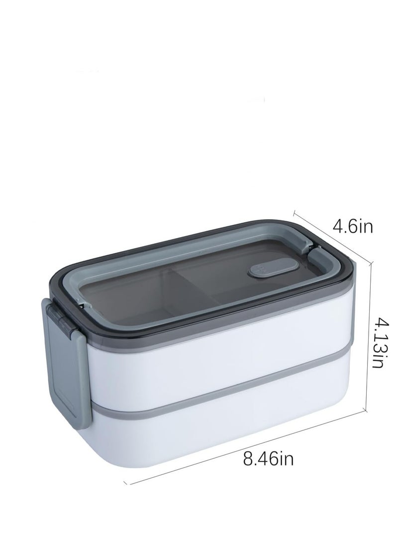 2- Layer Leakproof Bento Box, Large Lunch Box with Compartments und Cutlery Set, Food Picks for Lunch Box Containers for Adults, Microwave Food SafeBento Boxes