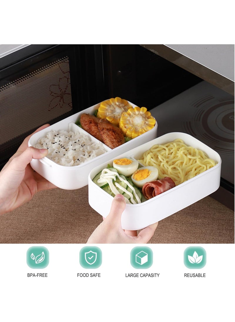 2- Layer Leakproof Bento Box, Large Lunch Box with Compartments und Cutlery Set, Food Picks for Lunch Box Containers for Adults, Microwave Food SafeBento Boxes