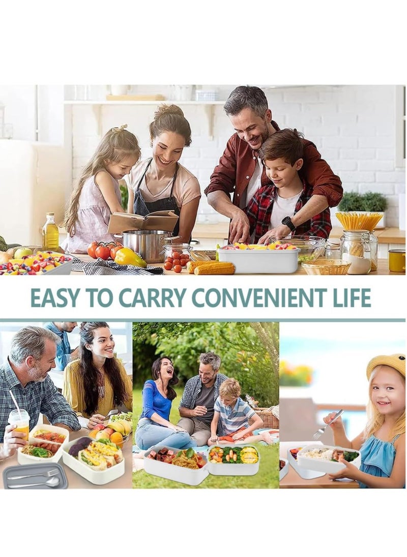 2- Layer Leakproof Bento Box, Large Lunch Box with Compartments und Cutlery Set, Food Picks for Lunch Box Containers for Adults, Microwave Food SafeBento Boxes