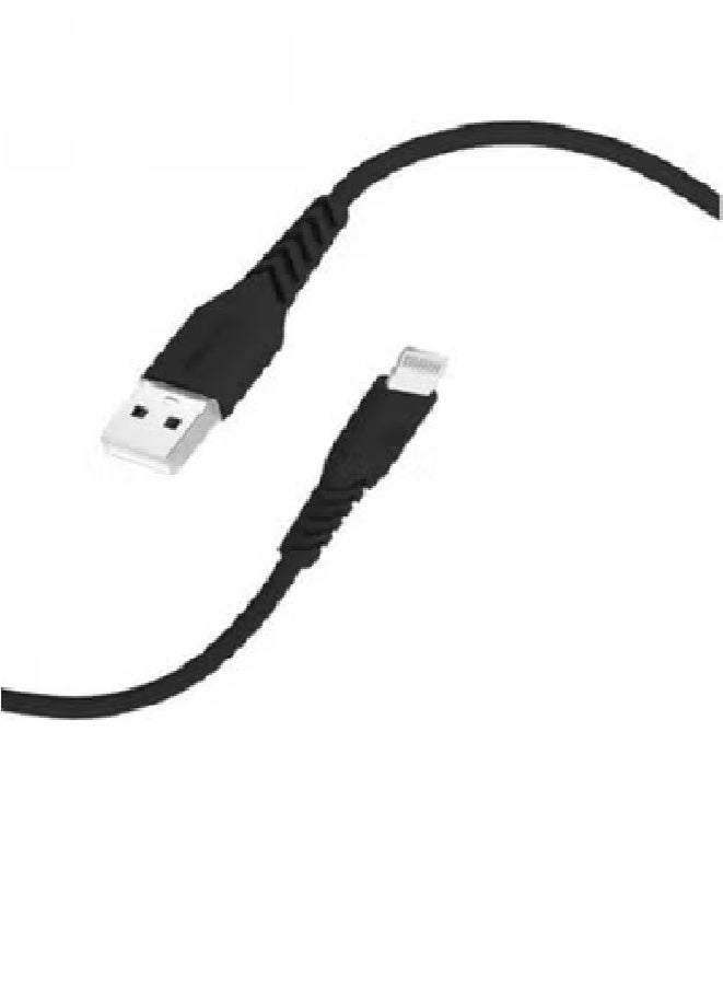 بايسيل كابل آيفون USB إلى Lightning بطول 200 سم، مصنوع من القماش الأسود - Image 1