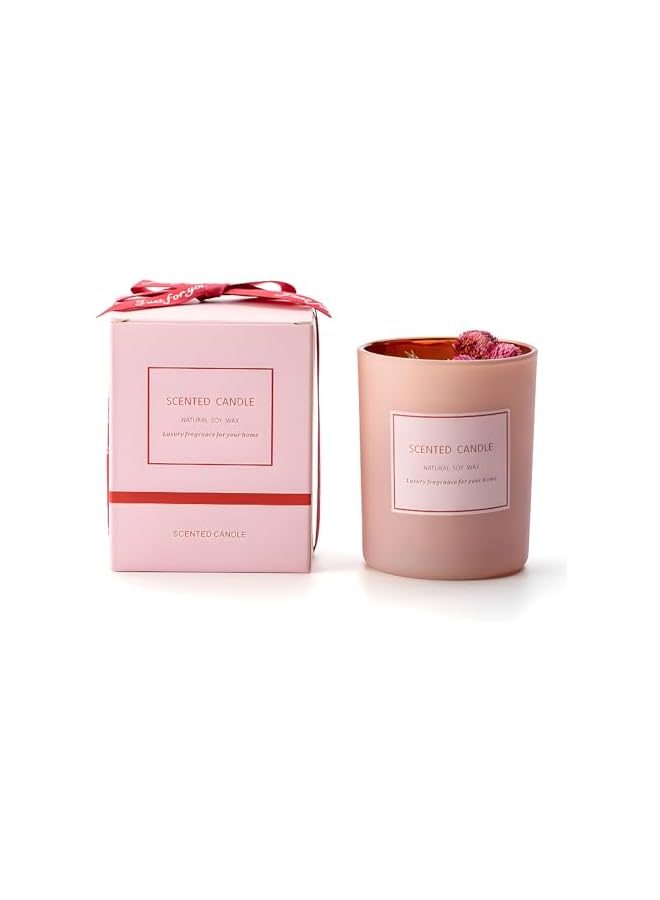 Green Tiger Natural Soy Wax Scented Candle, Pink Glass Container, Luxury Home Fragrance，Rose scented gift box - Image 3