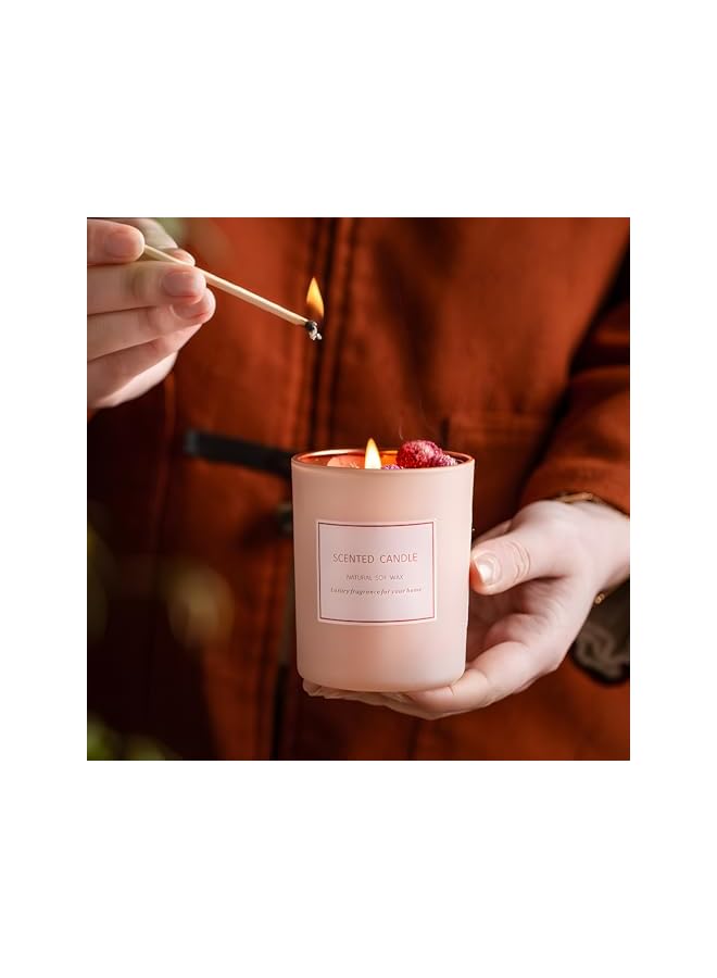 Green Tiger Natural Soy Wax Scented Candle, Pink Glass Container, Luxury Home Fragrance，Rose scented gift box - Image 2