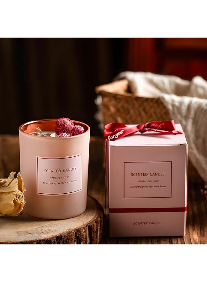 Green Tiger Natural Soy Wax Scented Candle, Pink Glass Container, Luxury Home Fragrance，Rose scented gift box - Image 1