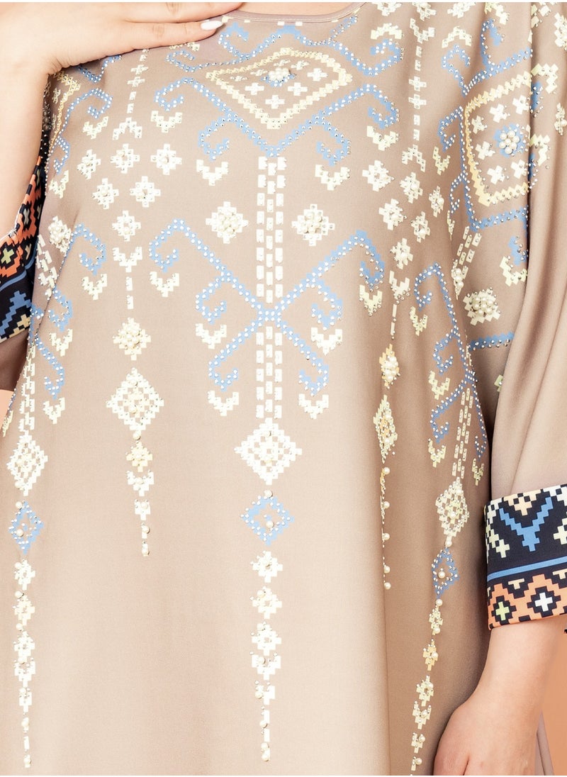 IKKXA Oriental Charm Jalabiya Brown  - Image 2