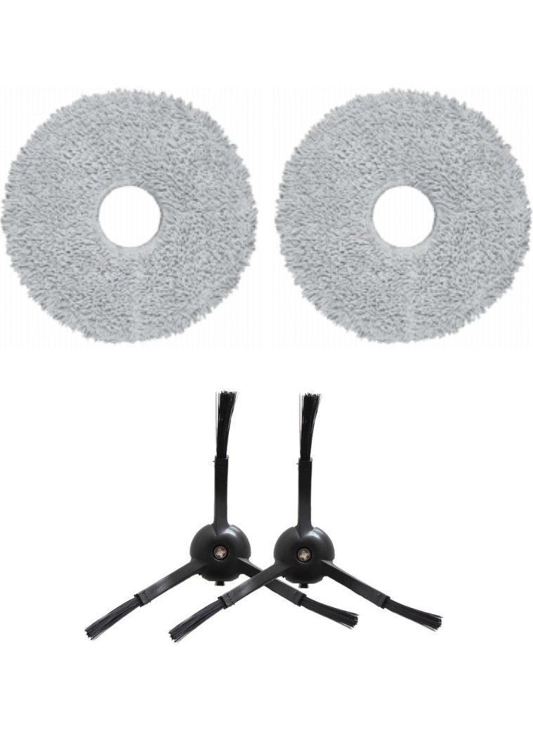 robotyedek Roborock Q Revo Maxv / Pro / S Black Compatible Mop and Side Brush-4 Pieces 