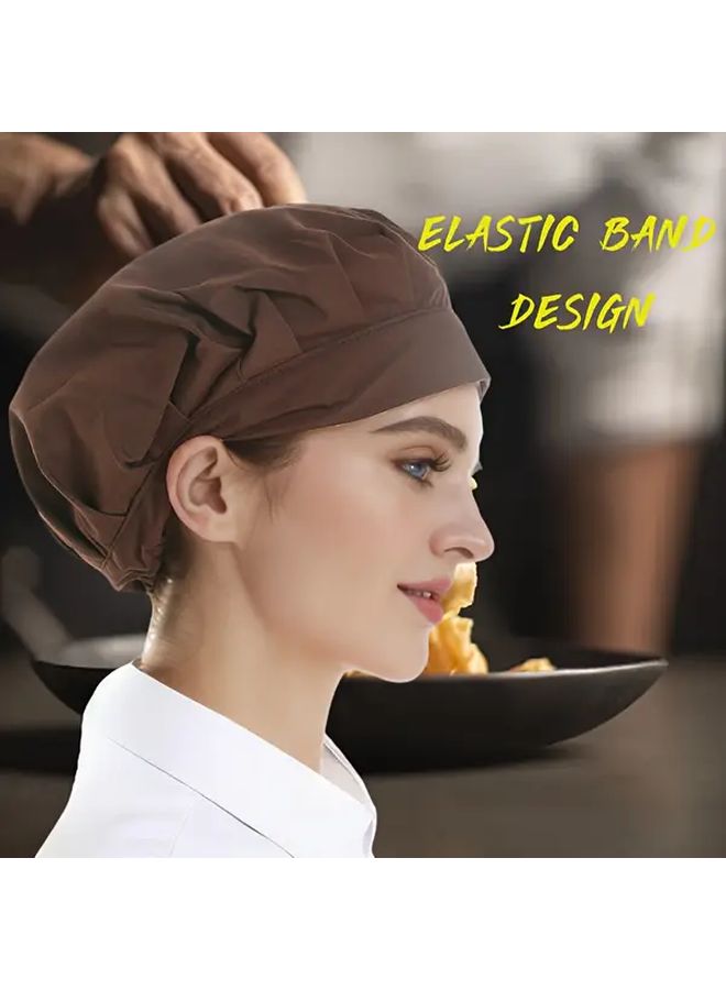2pc White Chef Hats Elastic Professional Kitchen Headwear Hand Washable Unisex - Image 2