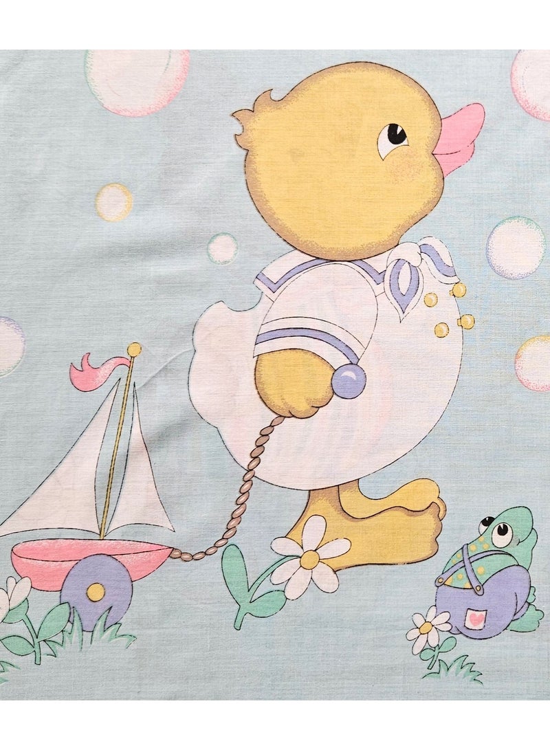 Nursery Cotton Fabric with Teddy Bear Print, Blue Background, 1.8 Metres x 114 Centimeters, Bubble Pattern - Image 1