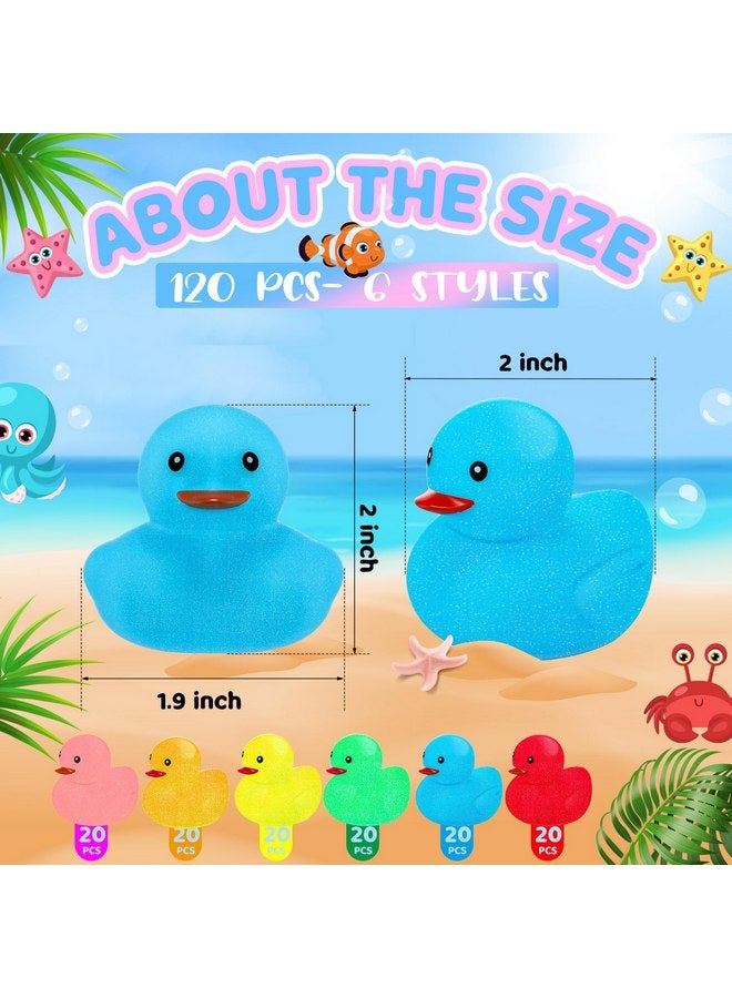 Syhood 120 Pcs Glitter Rubber Ducks 2" Colorful Rubber Duckies Fidget Toy Small Assorted Rubber Ducky for Bath Birthday Gifts Stress Relief Summer Beach and Pool Activity Cruise Decorations - Image 2