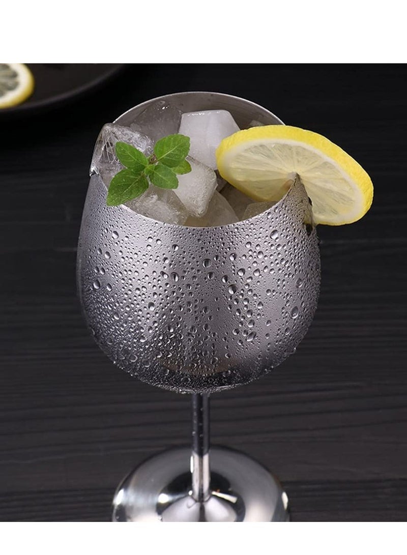 KASTWAVE Drank Glass, Stainless Steel Metal Stemmed Drank Glasses Shatter Proof Glasses Unbreakable for Juice Drink Birthday Party Anniversary 2PCS (Silver) - Image 5