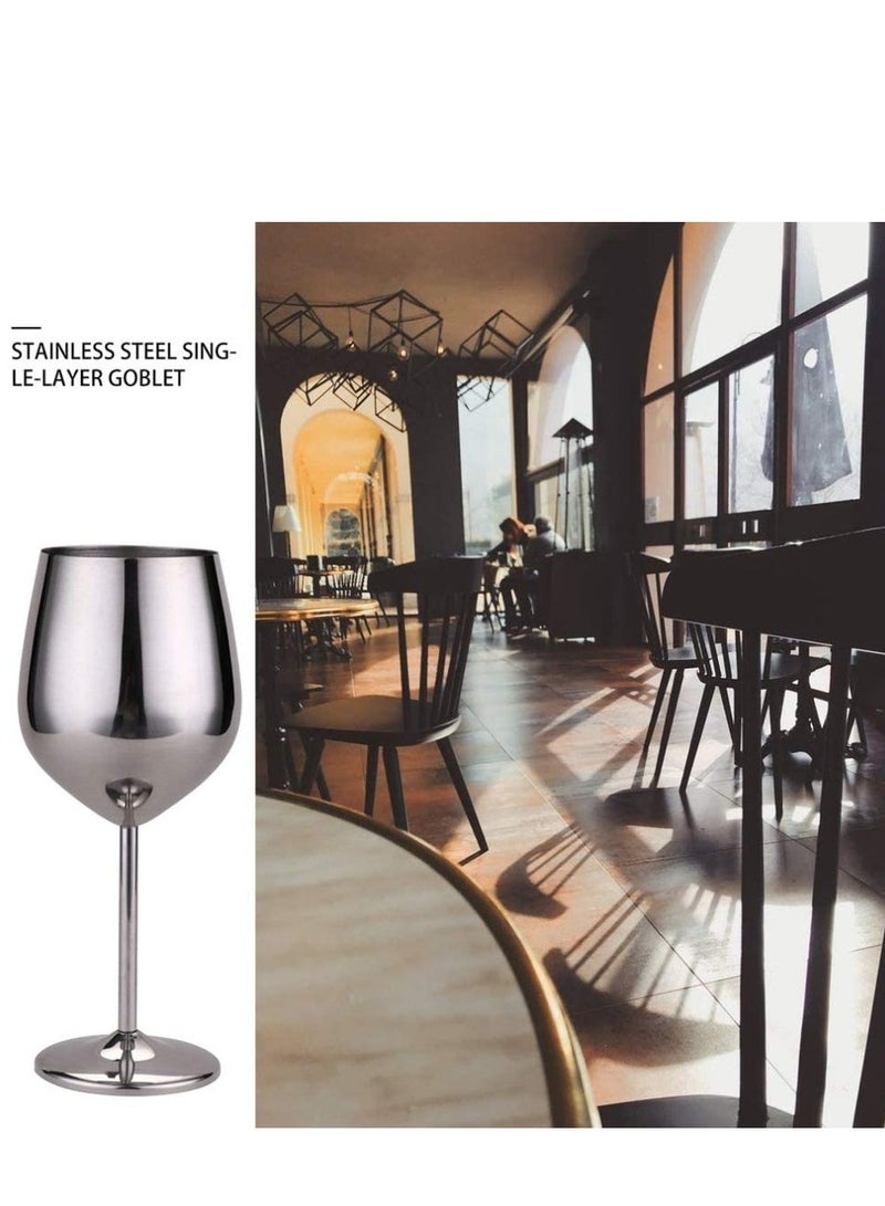 KASTWAVE Drank Glass, Stainless Steel Metal Stemmed Drank Glasses Shatter Proof Glasses Unbreakable for Juice Drink Birthday Party Anniversary 2PCS (Silver) - Image 2